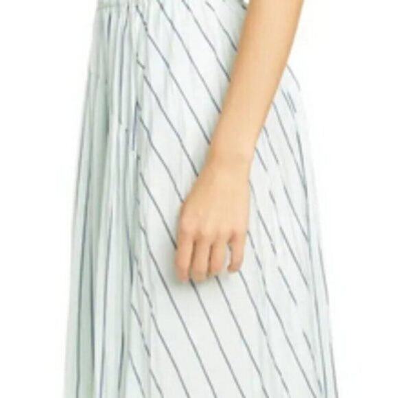 Vince Mint Stripe Gauze Panel Skirt Green M - Picture 4 of 11
